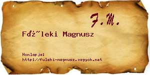 Füleki Magnusz névjegykártya